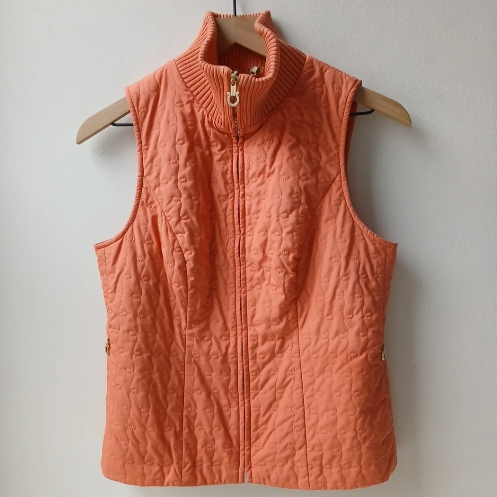 Salvatore Ferragamo Quilted Vest Peach Orange Women's 6 - Picture 2 of 8